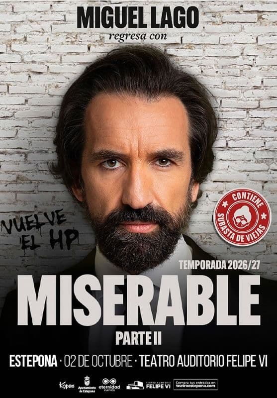 El Teatro Auditorio Felipe VI abrirá la temporada de otoño con el humorista gallego Miguel Lago y su monólogo más reciente: ‘Miserable’ (Parte II)